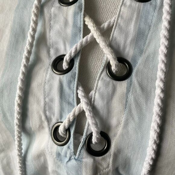 Rails Uli Tunic Lace Up Block Stripe Nautical Size Medium Lyocell Relaxed Fit - Picture 11 of 16